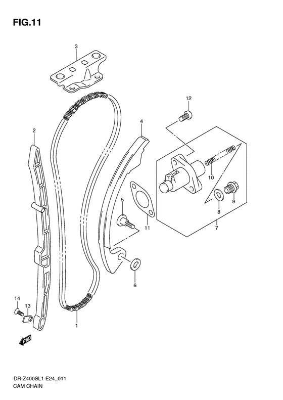 DR-Z400 Держатель направляющей