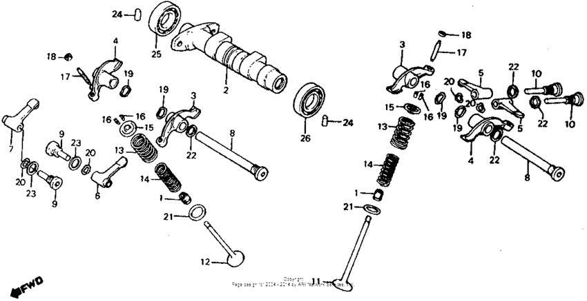 Camshaft + valve 83-84