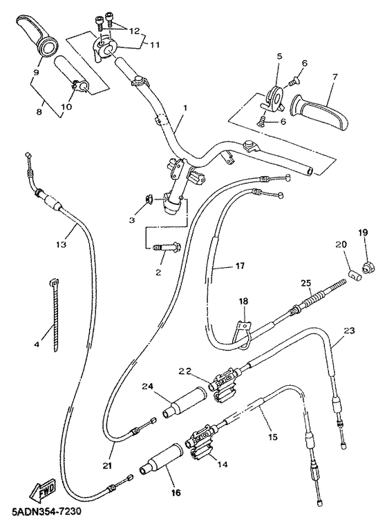 YN50R Steering handle. cable