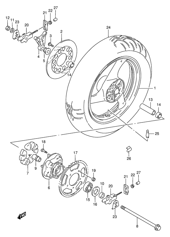 Rear wheel complete assy