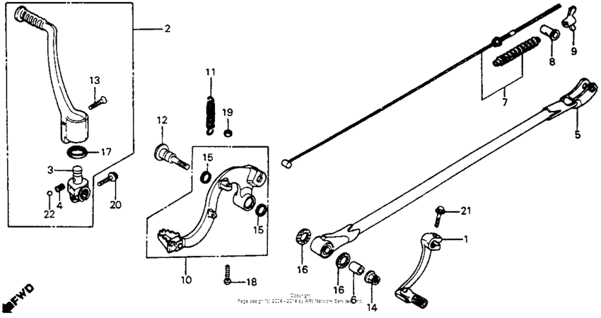 Gearshift pedal + kick starter arm + brake pedal 82