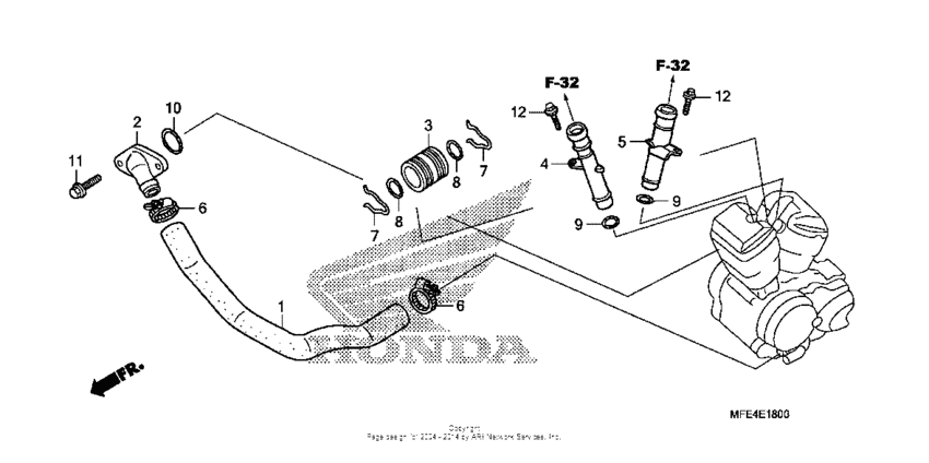 VT750C2 Патрубки охлаждения