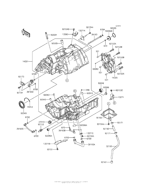 KLE650 Картер двигателя