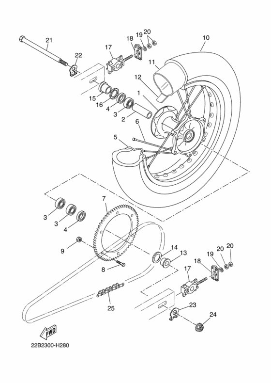 Rear wheel complete assy