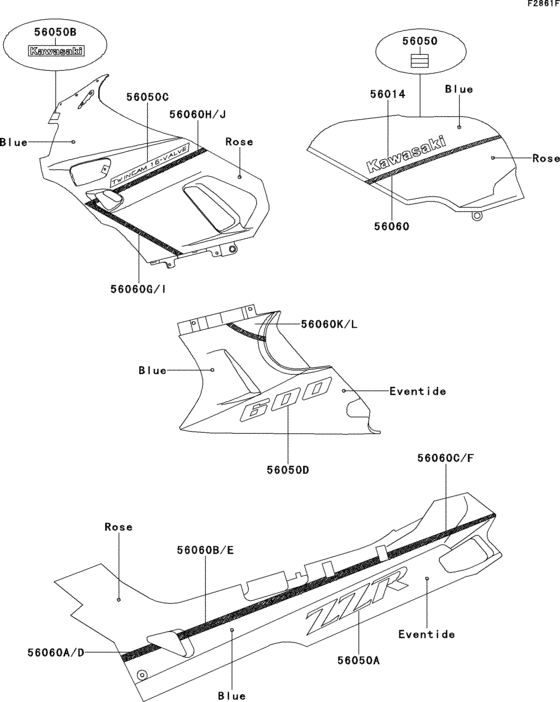 ZX600 Decal(blue / rose / eventide)(zx600-d3)