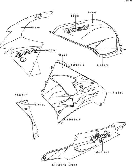ZX900 Decals(green)(zx900-c2)