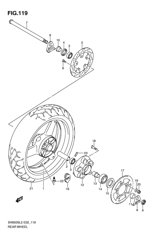 Rear wheel complete assy