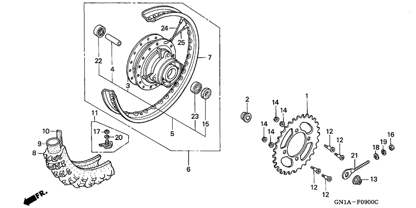 Rear wheel complete assy
