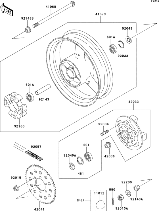ZX750 Задняя ступица колеса