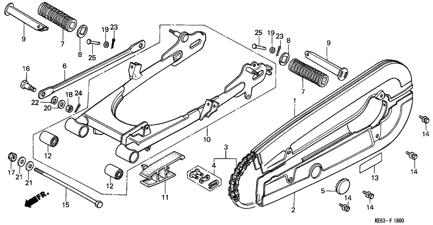 Rear fork/chain case