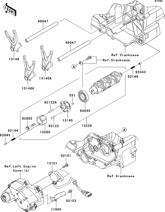 VN1700 Валы и вилки переключения передач