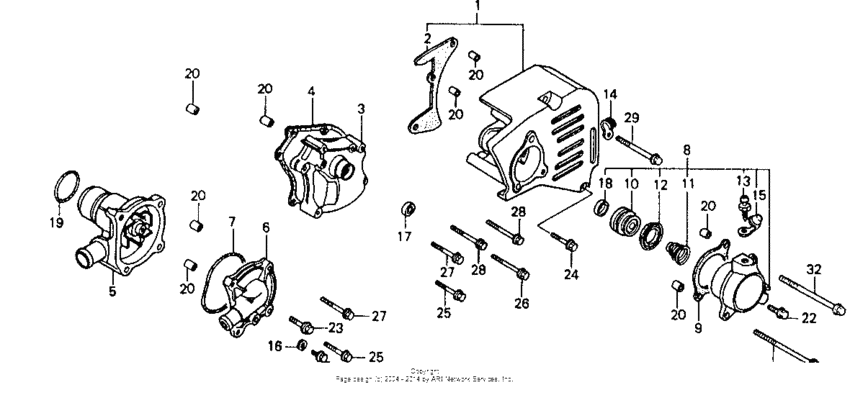 Left crankcase cover + water pump