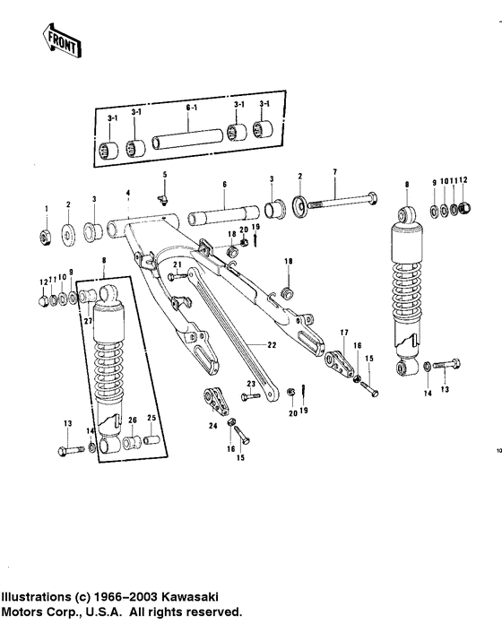 Swing arm/shock absorbers