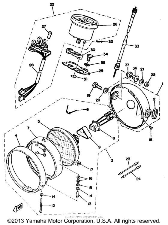 Head lamp speedometer