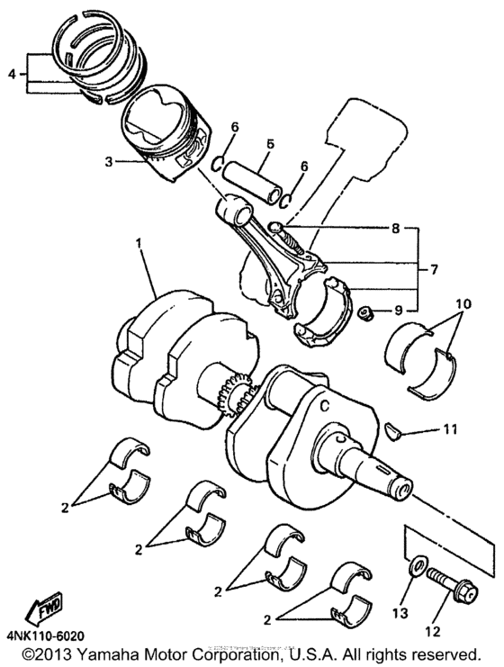 XVZ13LTKC Коленчатый вал и Поршень