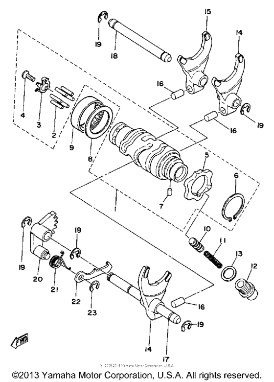 XT500G Shift cam - fork