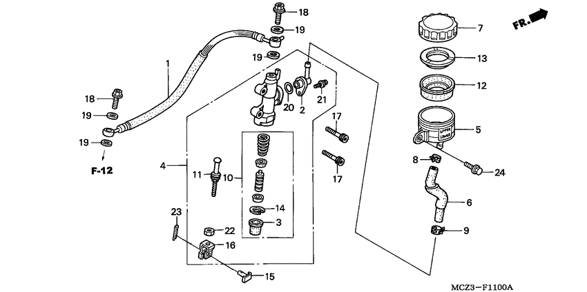 Rr. brake master cylinder