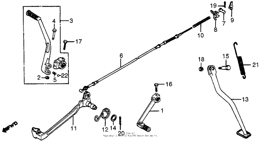 Gearshift pedal + kick starter arm