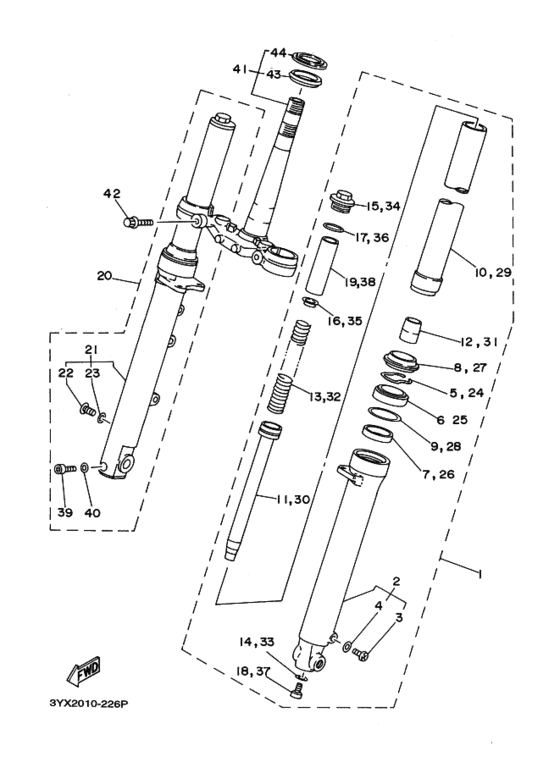 FZX250 Front fork assy(ur silv