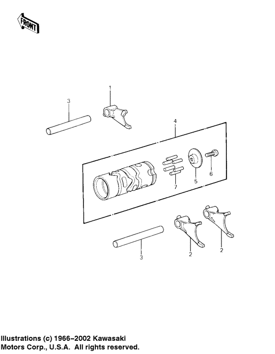  Gear change drum & forks