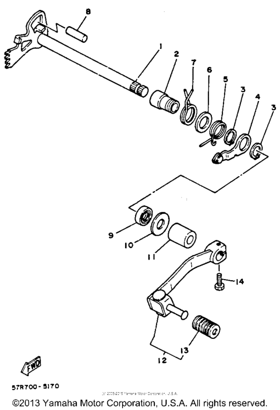 XT350A Вал переключения