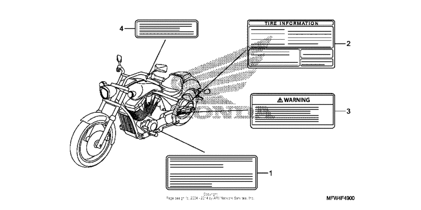 VT1300CS (ABS) Лейбл предостережения
