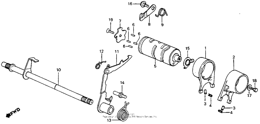 Shift drum + shift fork