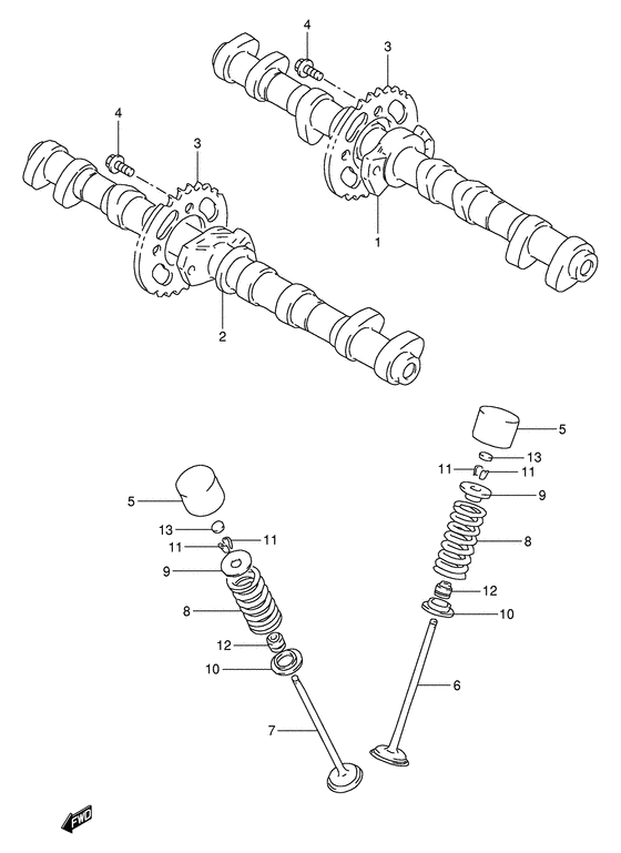 GSX-R1100 Распределительный вал-клапаны