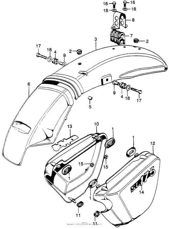 SL175 Rear fender + air cleaner cover k1
