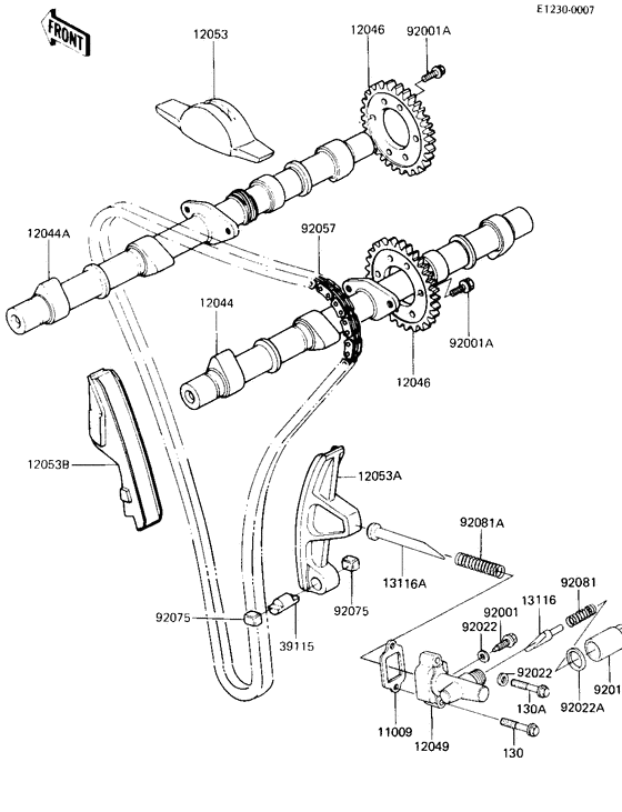 Camshafts/chain/tensioner
