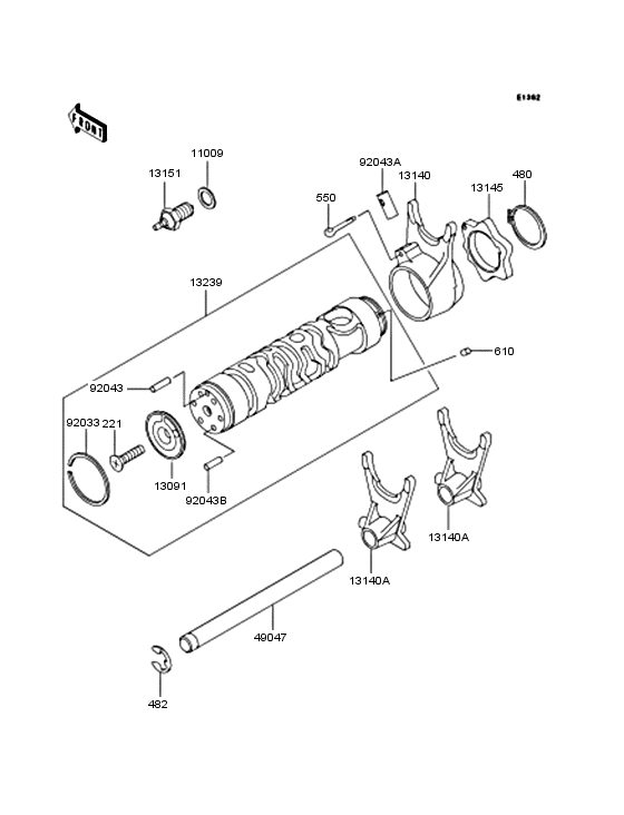 Gear change drum & forks