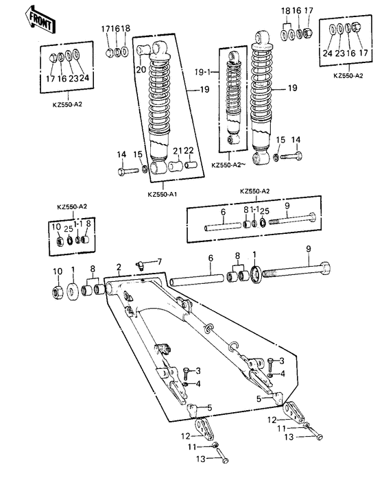 Swing arm/shock absorbers
