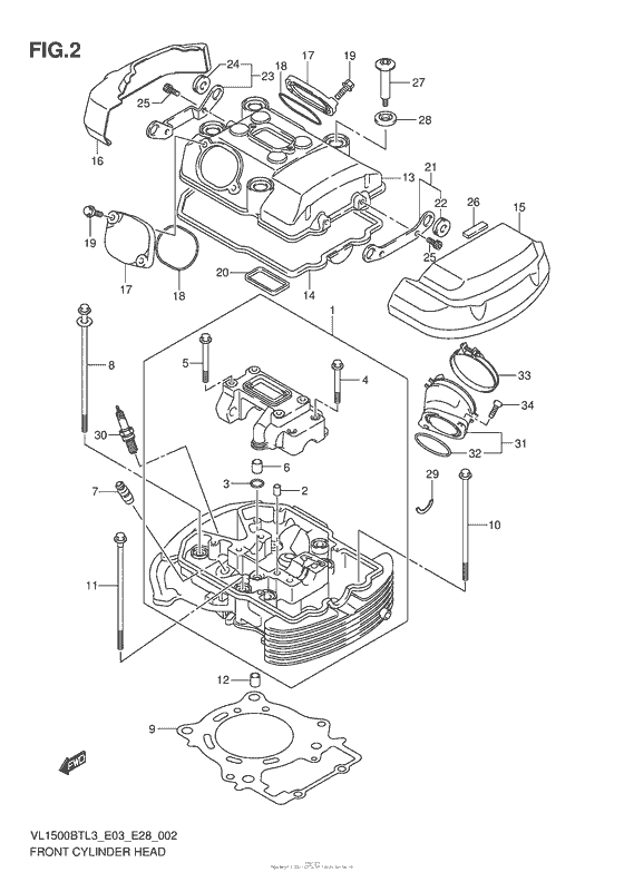 VL1500BT Передняя головка цилиндров
