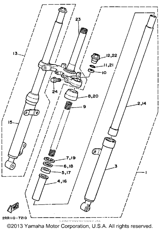 YSR50W Передняя вилка