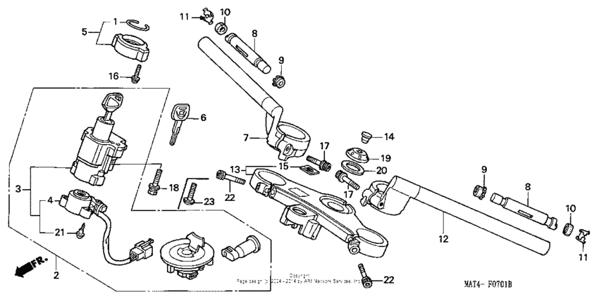 Handlebar + top bridge 99-03