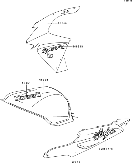 ZX900 Decals(green)(zx900-c1)