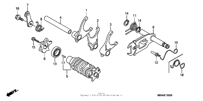 Gear shift drum + gear shift fork