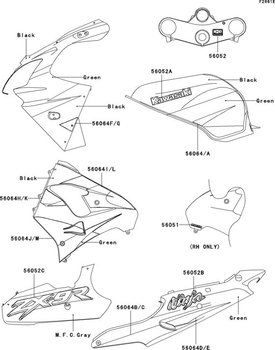 ZX900 Decals(zx900-e2p)(green / black)