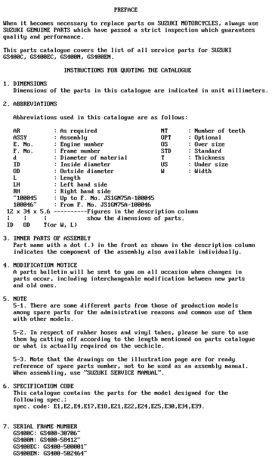 GS400 Catalog preface