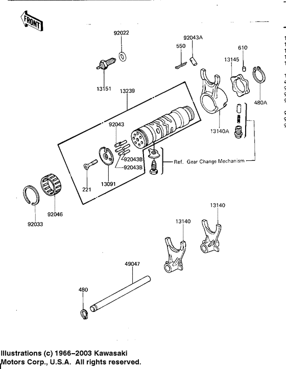 Gear change drum & forks