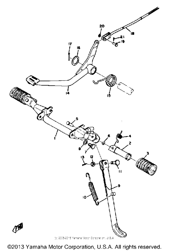 Stand footrest brake pedal