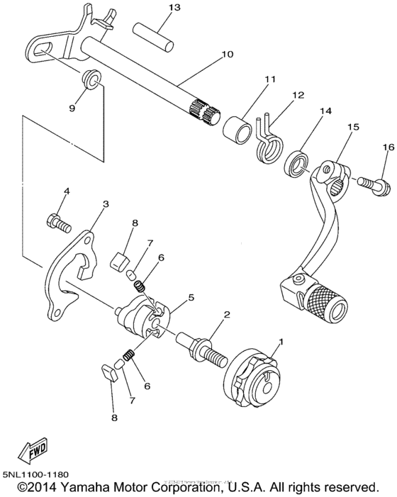 WR250F Вал переключения