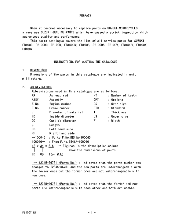 FB100 Catalog preface