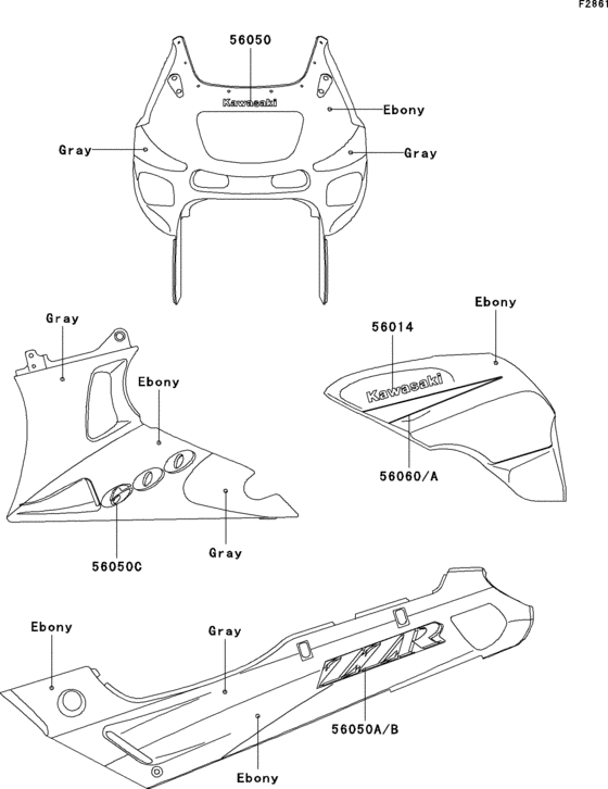 ZX600 Decals(ebony / gray)(zx600-e1)