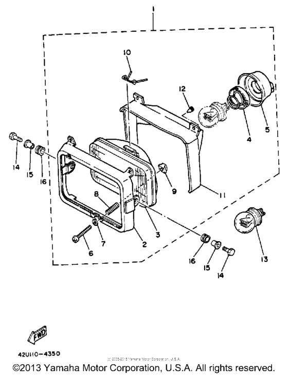 XT350AC (CA ED.) Фара