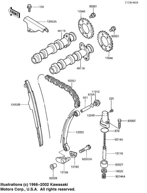 Camshafts/chain/tensioner
