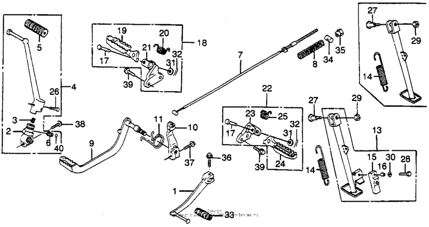 Change pedal + brake pedal + kick starter arm