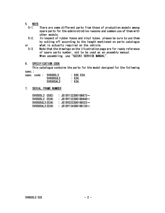 SV650 Catalog preface