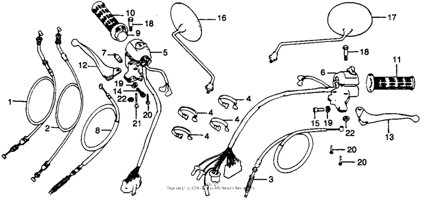 Cb400ti handle lever + switch + cable
