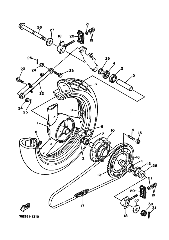 Rear wheel complete assy